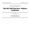 2027 AHIP Final Exam&colon; Medicare Certification Q&A & Study Guide&NewLine;&NewLine;