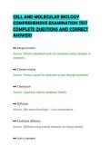 CELL AND MOLECULAR BIOLOGY COMPREHENSIVE EXAMINATION TEST COMPLETE QUESTIONS AND CORRECT ANSWERS