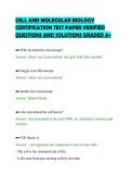 CELL AND MOLECULAR BIOLOGY CERTIFICATION TEST PAPER VERIFIED QUESTIONS AND SOLUTIONS GRADED A