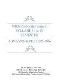 MBA &lpar;Corporate Finance&rpar; Syllabus I to IV Semester&comma; Admission Batch 2025&ndash;2026 &ndash; Complete Syllabus