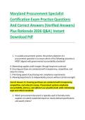Maryland Procurement Specialist &NewLine;Certification Exam Practice Questions &NewLine;And Correct Answers &lpar;Verified Answers&rpar; &NewLine;Plus Rationale 2026 Q&A&vert; Instant &NewLine;Download Pdf 