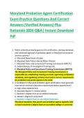 Maryland Probation Agent Certification &NewLine;Exam Practice Questions And Correct &NewLine;Answers &lpar;Verified Answers&rpar; Plus &NewLine;Rationale 2026 Q&A&vert; Instant Download &NewLine;Pdf 
