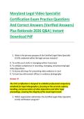 Maryland Legal Video Specialist &NewLine;Certification Exam Practice Questions &NewLine;And Correct Answers &lpar;Verified Answers&rpar; &NewLine;Plus Rationale 2026 Q&A&vert; Instant &NewLine;Download Pdf 