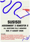SUS1501 Assignment 3 Semester 2 MEMO &vert; Due 17 August 2026