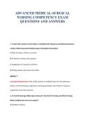 ADVANCED MEDICAL-SURGICAL&NewLine;NURSING COMPETENCY EXAM&NewLine;QUESTIONS AND ANSWERS