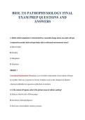 BIOL 331 PATHOPHYSIOLOGY FINAL&NewLine;EXAM PREP QUESTIONS AND&NewLine;ANSWERS