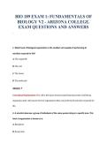 BIO 189 EXAM 1&colon; FUNDAMENTALS OF&NewLine;BIOLOGY V2 - ARIZONA COLLEGE&period;&NewLine;EXAM QUESTIONS AND ANSWERS