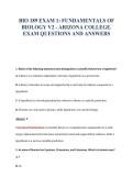 BIO 189 EXAM 1&colon; FUNDAMENTALS OF&NewLine;BIOLOGY V2 - ARIZONA COLLEGE&period;&NewLine;EXAM QUESTIONS AND ANSWERS