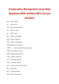 Construction Management Jump Start Questions With Verified 100&percnt; Correct Answers