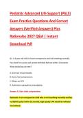 Bundle for Pediatric Advanced Life Support &lpar;PALS&rpar; Exam Practice Questions And Correct Answers &lpar;Verified Answers&rpar; Plus Rationales 2025&sol; 2027 Q&A &vert; Instant Download Pdf