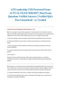 ATI Leadership CMS Proctored Exam ACTUAL EXAM 2026&sol;2027 &vert; Real Exam Questions Verified Answers &vert; Verified Q&A &vert; Pass Guaranteed - A&plus; Graded&NewLine;&NewLine;&NewLine;