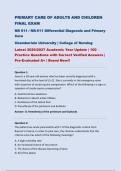 PRIMARY CARE OF ADULTS AND CHILDREN &NewLine;FINAL EXAM &NewLine;NR 511 &sol; NR-511 Differential Diagnosis and Primary &NewLine;Care &NewLine;Chamberlain University &vert; College of Nursing &NewLine;Latest 2026&sol;2027 Academic Year Update &vert; 100 &NewLine;Practice Questions with Correct Verified Answers &vert; 