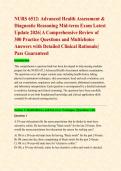 NURS 6512 Advanced Health Assessment & Diagnostic Reasoning Mid-term Exam&colon; 300 Practice Questions & Answers with Clinical Rationales &vert; Latest 2026 Update&NewLine;