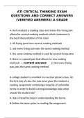 ATI Critical Thinking Exam questions and correct answers &lpar;verified answers&rpar; a grade&NewLine;&NewLine;