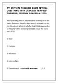 ATI Critical Thinking Exam Review&semi; questions with detailed verified answers&semi; already graded a&semi; 2026