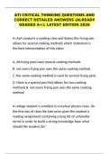 ati critical thinking questions and correct detailed answers latest&NewLine;&NewLine;