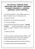 ati critical thinking exam questions and correct answers verified&NewLine;&NewLine;