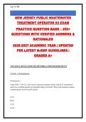NEW JERSEY WASTEWATER TREATMENT OPERATOR S3 CERTIFICATION EXAM &vert; 260&plus; PRACTICE QUESTIONS WITH VERIFIED ANSWERS & RATIONALES &vert; UPDATED 2026-2027 &vert; COMPLETE COVERAGE OF NJDEP REGULATIONS&NewLine;&NewLine;