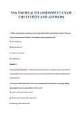 NSG 3160 HEALTH ASSESSMENT EXAM&NewLine;2 QUESTIONS AND ANSWERS