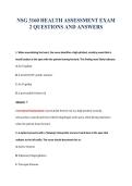 NSG 3160 HEALTH ASSESSMENT EXAM&NewLine;2 QUESTIONS AND ANSWERS