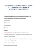 NSG 3160 HEALTH ASSESSMENT EXAM&NewLine;2 - COMPREHENSIVE REVIEW&NewLine;QUESTIONS AND ANSWERS