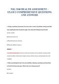 NSG 3160 HEALTH ASSESSMENT -&NewLine;EXAM 2 COMPREHENSIVE QUESTIONS&NewLine;AND ANSWERS