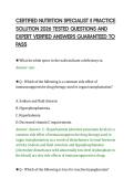 CERTIFIED NUTRITION SPECIALIST II PRACTICE SOLUTION 2026 TESTED QUESTIONS AND EXPERT VERIFIED ANSWERS GUARANTEED TO PASS&period;pdf&NewLine;&NewLine;