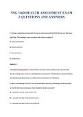 NSG 3160 HEALTH ASSESSMENT EXAM&NewLine;2 QUESTIONS AND ANSWERS