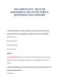 NSG 3160 EXAM 2 - HEALTH&NewLine;ASSESSMENT ADVANCED TOPICS&period;&NewLine;QUESTIONS AND ANSWERS