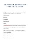 NSG 3160 HEALTH ASSESSMENT EXAM&NewLine;2 QUESTIONS AND ANSWERS