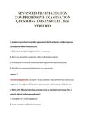 ADVANCED PHARMACOLOGY&NewLine;COMPREHENSIVE EXAMINATION&NewLine;QUESTIONS AND ANSWERS&period; 2026&NewLine;VERIFIED