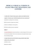 MEDICAL SURGICAL NURSING II -&NewLine;EXAM 2 PRACTICE QUESTIONS AND&NewLine;ANSWERS