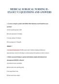 MEDICAL SURGICAL NURSING II -&NewLine;EXAM 2 V1 QUESTIONS AND ANSWERS