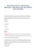 NSG 554 EXAM 4 V3&colon; ADVANCED&NewLine;PRIMARY CARE PRACTICE QUESTIONS&NewLine;AND ANSWERS