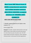 West Coast EMT Block Exam &num;1  &lpar;2026&rpar; comprehensive questions  and verified detailed solutions  &lpar;MULTIPLE CHOICES&rpar; &vert;complete  solutions &vert;A&plus; GRADED &vert;100&percnt;  CORRECT&excl;&excl;  
