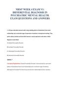 NR547 WEEK 4 EXAM V1&colon;&NewLine;DIFFERENTIAL DIAGNOSIS IN&NewLine;PSYCHIATRIC MENTAL HEALTH&period;&NewLine;EXAM QUESTIONS AND ANSWERS