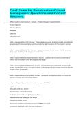 Final Exam for Construction Project Management Questions and Correct Answers&period;