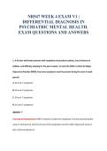 NR547 WEEK 4 EXAM V1 &vert;&NewLine;DIFFERENTIAL DIAGNOSIS IN&NewLine;PSYCHIATRIC MENTAL HEALTH&period;&NewLine;EXAM QUESTIONS AND ANSWERS