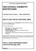 HIGH SCHOOL CHEMISTRY FINAL YEAR EXAM HACKS