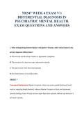 NR547 WEEK 4 EXAM V1&colon;&NewLine;DIFFERENTIAL DIAGNOSIS IN&NewLine;PSYCHIATRIC MENTAL HEALTH&period;&NewLine;EXAM QUESTIONS AND ANSWERS