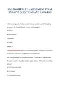 NSG 3160 HEALTH ASSESSMENT FINAL&NewLine;EXAM V3 QUESTIONS AND ANSWERS