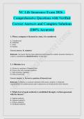 NC Life Insurance Exam 2026 &ndash; &NewLine;Comprehensive Questions with Verified &NewLine;Correct Answers and Complete Solutions &NewLine;&lpar;100&percnt; Accurate&rpar; 