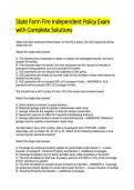 State Farm Fire Independent Policy Exam &mdash; Complete Exam Solutions
