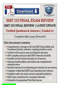 EMT 115 Final Exam Review 2026 &vert; 200&plus; Verified Q&A with Detailed Rationales &ndash; Emergency Medical Technician Comprehensive Study Guide &vert; Graded A