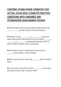 CERTIFIED STORM WATER OPERATOR TEST ACTUAL EXAM 2026 COMPLETE PRACTICE QUESTIONS WITH ANSWERS AND STORMWATER MANAGEMENT REVIEW&period;pdf&NewLine;&NewLine;