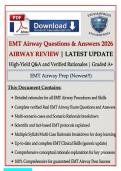 EMT Airway Questions & Answers 2026 &vert; High-Yield Review with 200&plus; Verified Q&A & Detailed Rationales &ndash; NREMT Airway&comma; Respiration & Ventilation Exam Prep &vert; Graded A&plus;