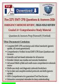 Fire 2271 EMT CPR Questions & Answers 2026 &vert; High-Yield Review with 200&plus; Verified Q&A & Detailed Rationales &ndash; College of DuPage Emergency Medical Technician Prep &vert; Graded A&plus;&NewLine;&NewLine;