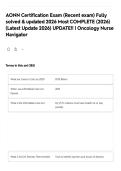 AONN Certification Exam &lpar;Recent exam&rpar; Fully solved & updated 2026   Most COMPLETE &lpar;2026&rpar; &lpar;Latest Update 2026&rpar; UPDATE&excl;&excl;    &vert; Oncology Nurse Navigator 