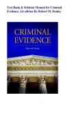 Test Bank & Solution Manual for Criminal Evidence&comma; 1st Edition &vert; Robert M&period; Donley &vert; Complete