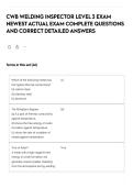 CWB WELDING INSPECTOR LEVEL 3 EXAM NEWEST ACTUAL EXAM COMPLETE QUESTIONS AND CORRECT DETAILED ANSWERS